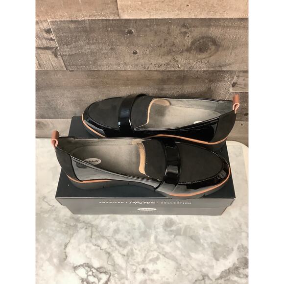 Dr. Scholl's Womens 7W Black Patent Webster Platform Loafer Shoes Slip On LB7-11 - Picture 7 of 13